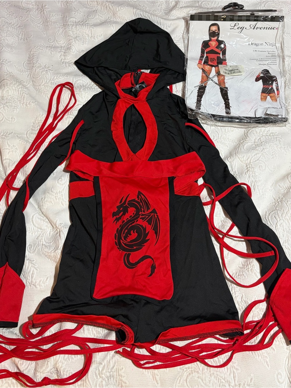 Black & Red Dragon Ninja Hooded Costume